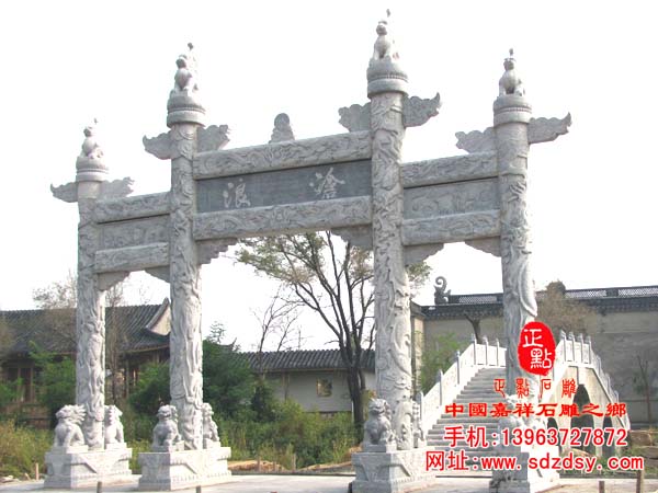 青石寺廟石雕山門