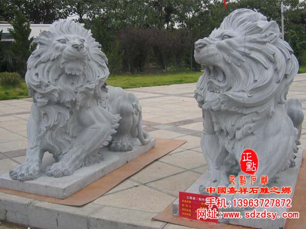 石雕臥式石獅|港幣獅