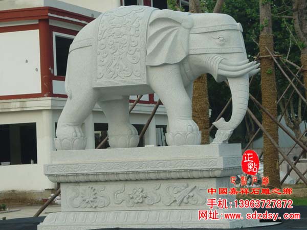 漢白玉石雕大象雕塑